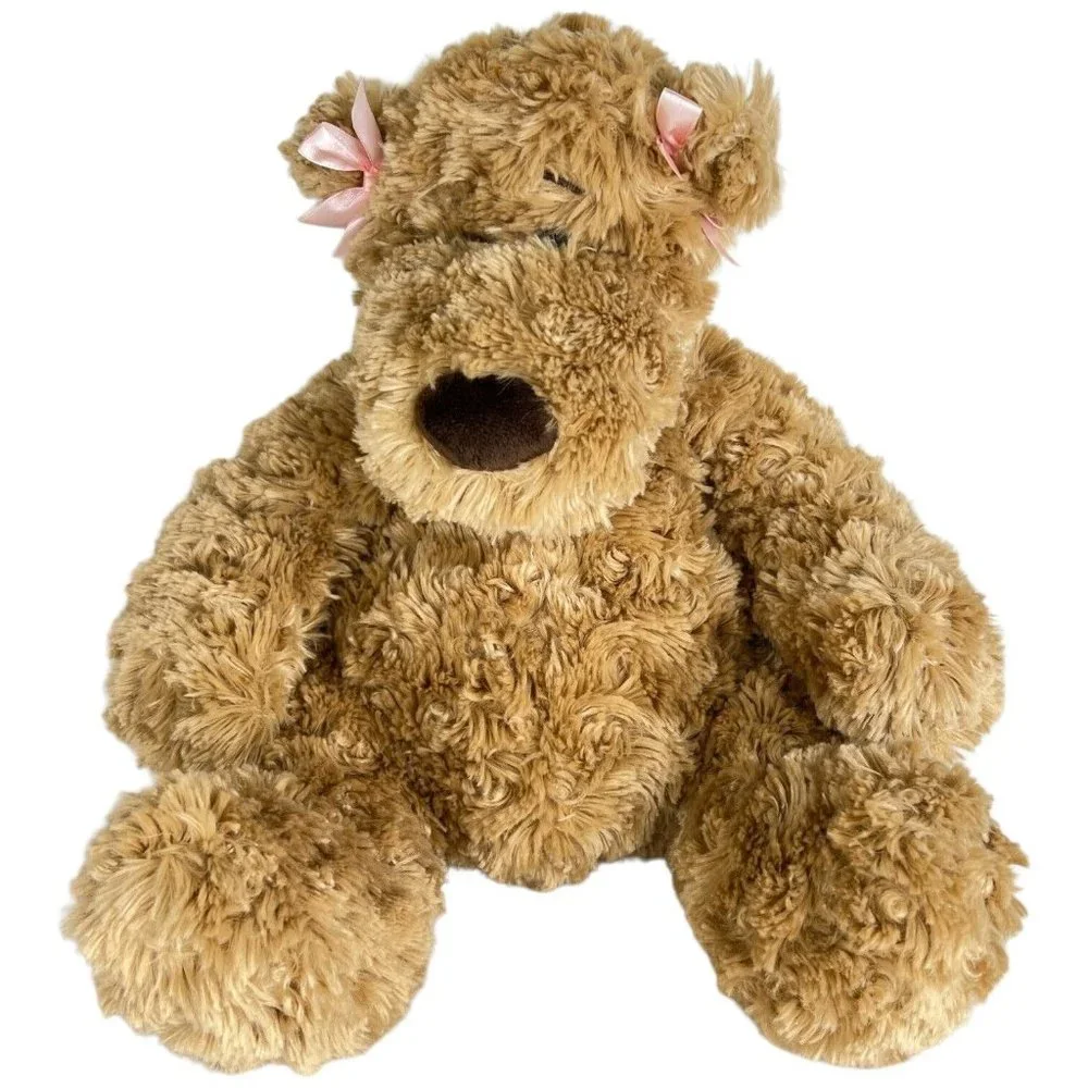 Build A Bear Brown Teddy Bear‎ Plush Talks Pink Bows Ears 17” Stuffed Animal Toy